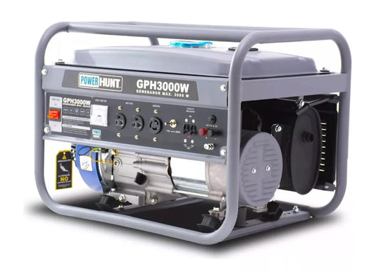 Generador Eléctrico Portátil Power Hunt 3000W Gasolina 6.5HP 110V/220V Tanque 15L