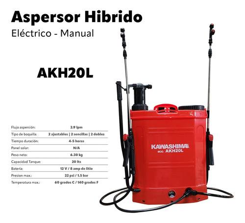 Fumigadora Aspersora Eléctrico/Manual 20lts Hibrido Kawashima Akh20l Color Rojo incluye accesorios