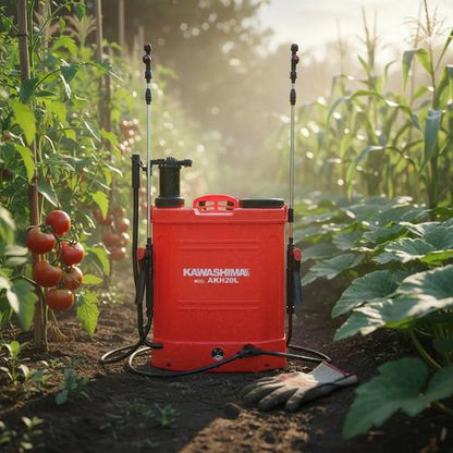 Fumigadora Aspersora Eléctrico/Manual 20lts Hibrido Kawashima Akh20l Color Rojo incluye accesorios