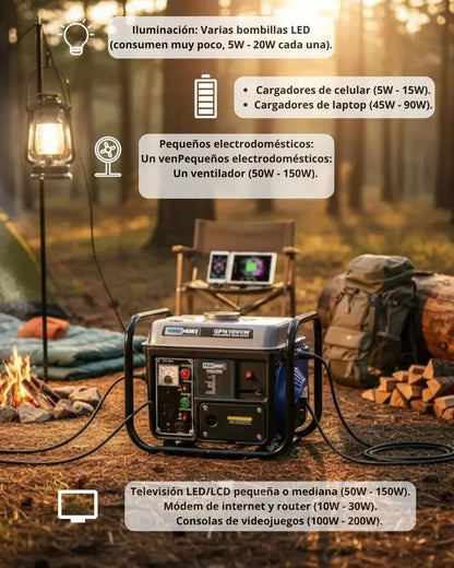 Generador Portátil Power Hunt 1000w Monofásico 2 Tiempos A Gasolina Gph1000w