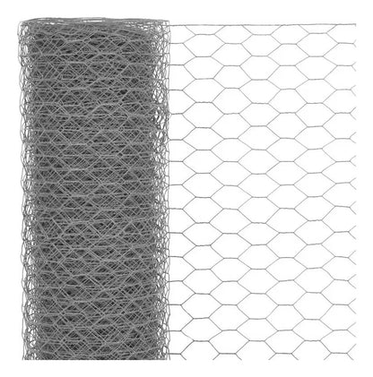 Malla Hexagonal Galvanizada, 1.50 Metros de Altura, 45 Metros de Largo, Calibre 22, Abertura de 50 mm, Acero Galvanizado, Color Gris, para Cercados, Corrales, Jaulas, Proyectos Agrícolas