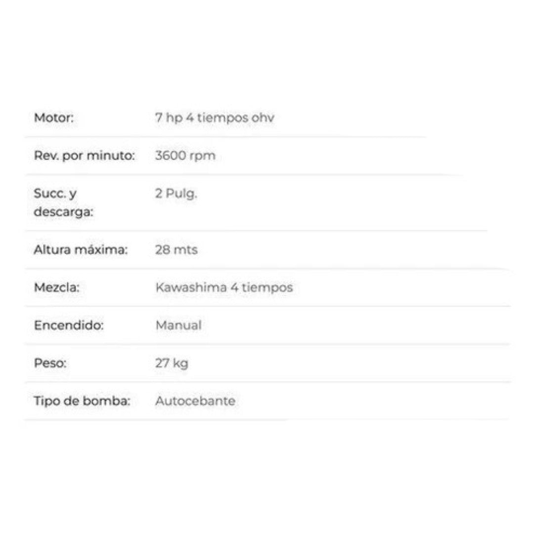 Motobomba Bomba De Agua A Gasolina 2x2 Power Hunt2 7hp Riego