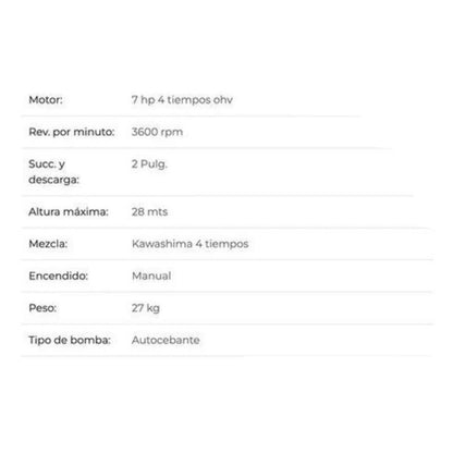 Motobomba Bomba De Agua A Gasolina 2x2 Power Hunt2 7hp Riego