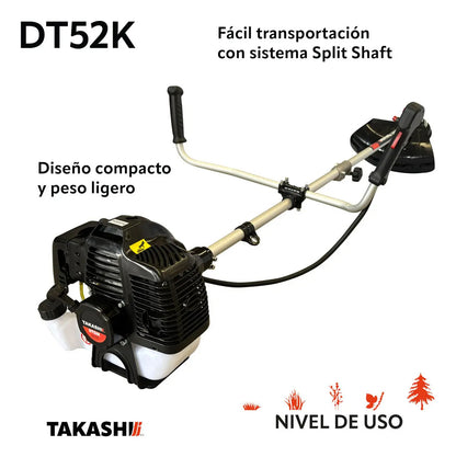 Desbrozadora Desmalezadora 52cc Takashi 2 Tiempos Con Accesorios Dt52k Color Negro