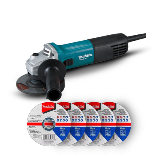 Combo Esmeriladora Makita M9510B 4-1/2 850w + 5 Discos