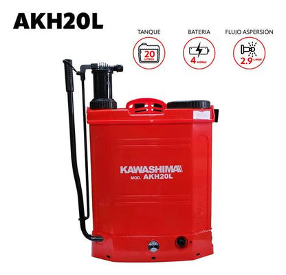Fumigadora Aspersora Eléctrico/Manual 20lts Hibrido Kawashima Akh20l Color Rojo incluye accesorios