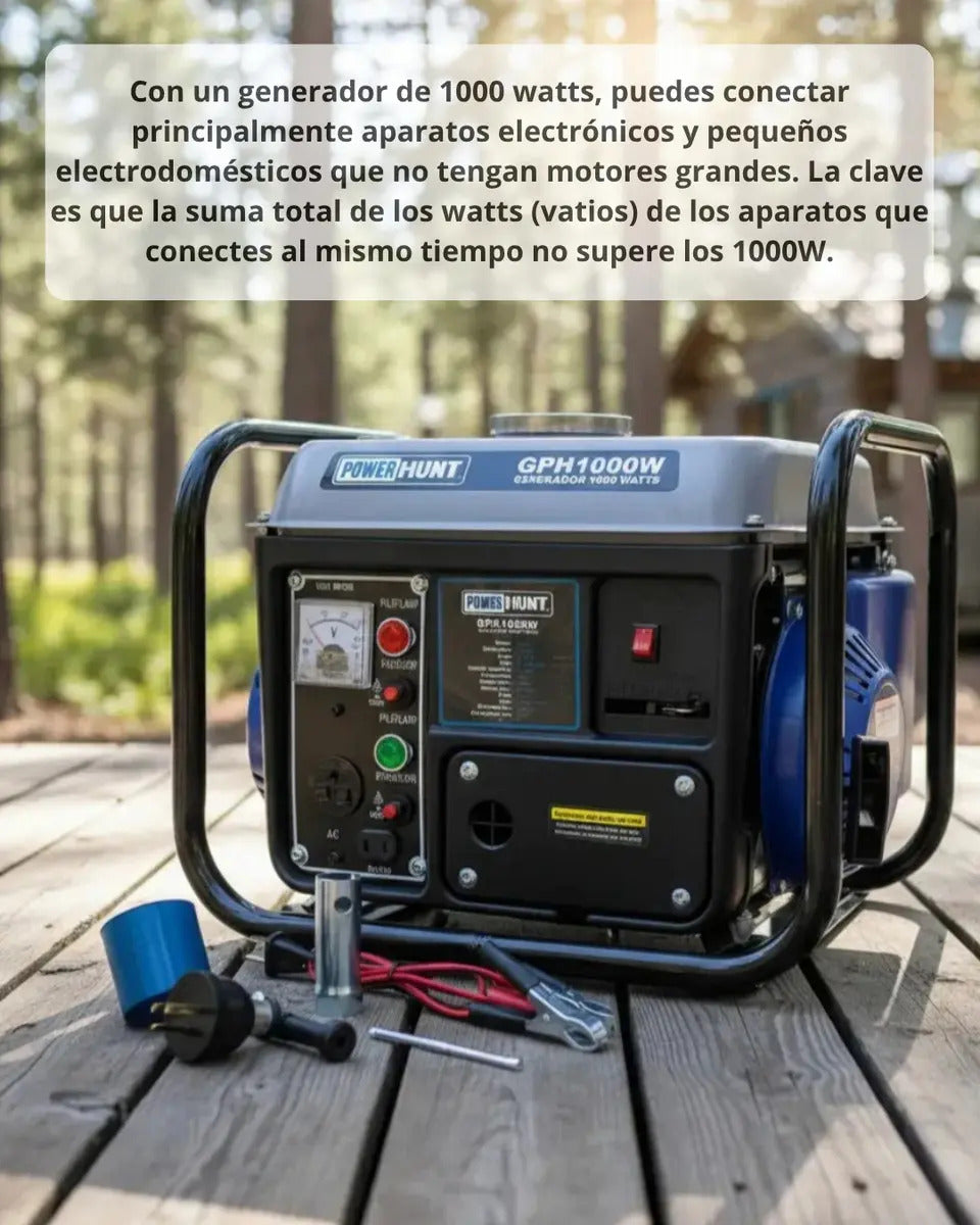 Generador Portátil Power Hunt 1000w Monofásico 2 Tiempos A Gasolina Gph1000w