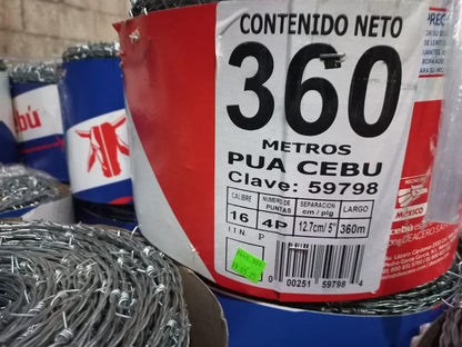 2 rollos de alambre de púas delgado 360 M C/U Marca cebu