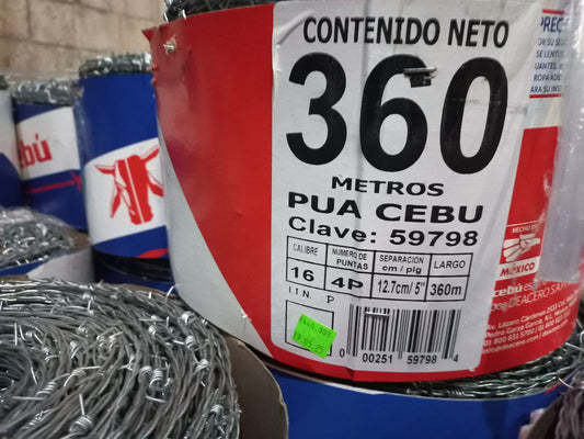 2 rollos de alambre de púas delgado 360 M C/U Marca cebu