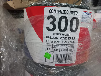 Alambre De Puas Delgado 300 Mts Calibre 16