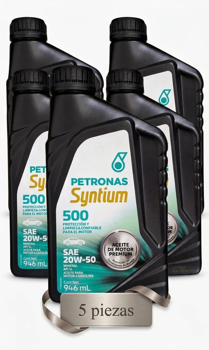 5 Pzas PETRONAS Syntium 500 AM 20W-50 SL 946mL